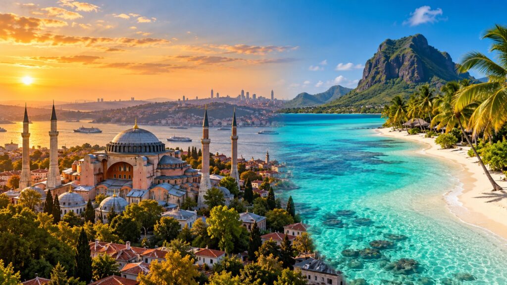 Cosa vedere a Istanbul e Mauritius: Hagia Sophia e spiaggia tropicale di Mauritius