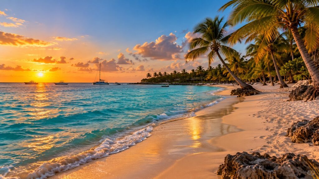 Spiaggia di Bayahibe Santo Domingo Natale Caraibi mare turchese
