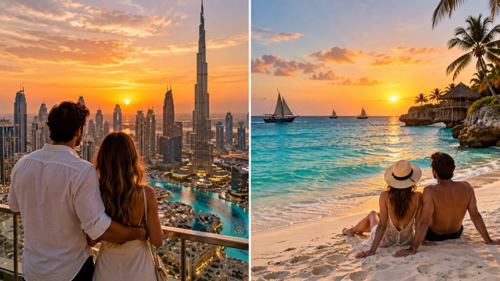 Dubai e Zanzibar luna di miele spiaggia e skyline